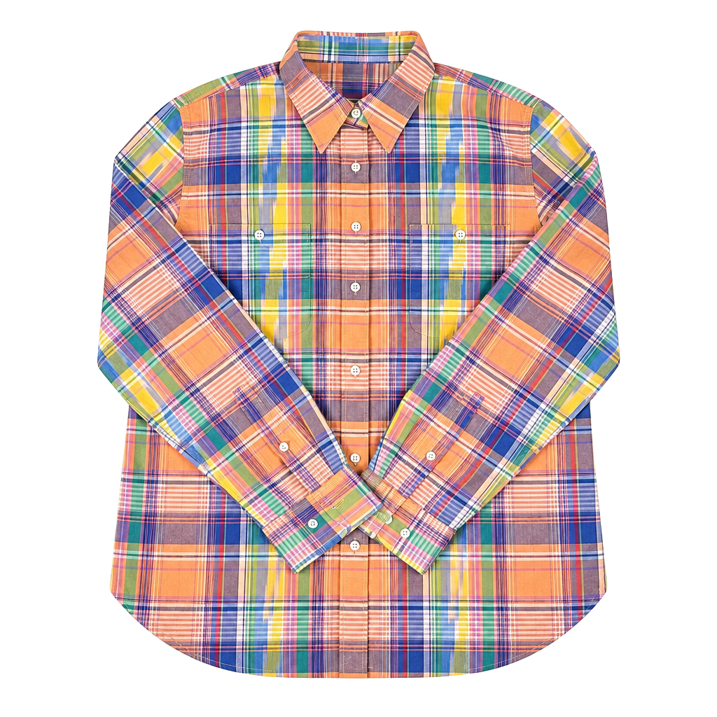 Lauren Ralph Lauren Madras Plaid Button Down Shirt Large 100% Cotton 1