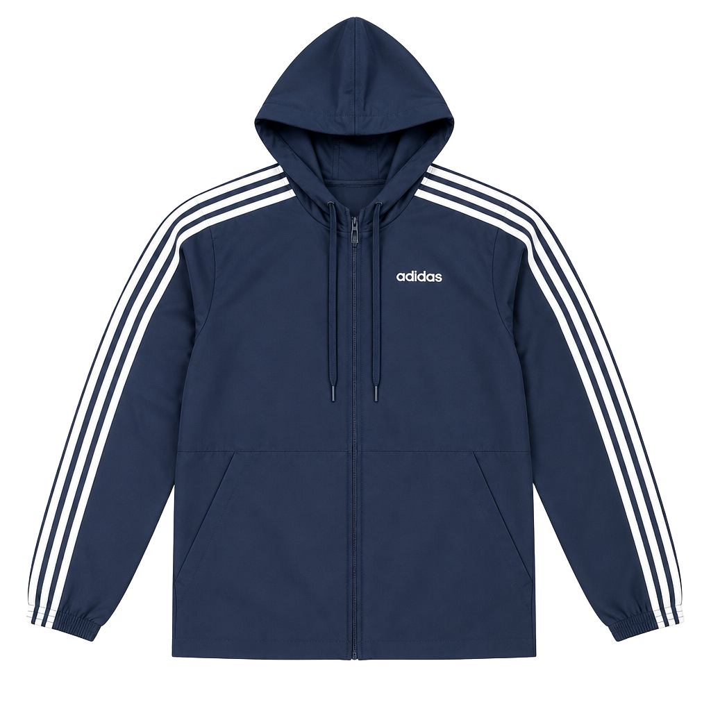 Adidas Essentials 3-Stripes Woven Windbreaker Jacket Navy Blue Men’s S 1