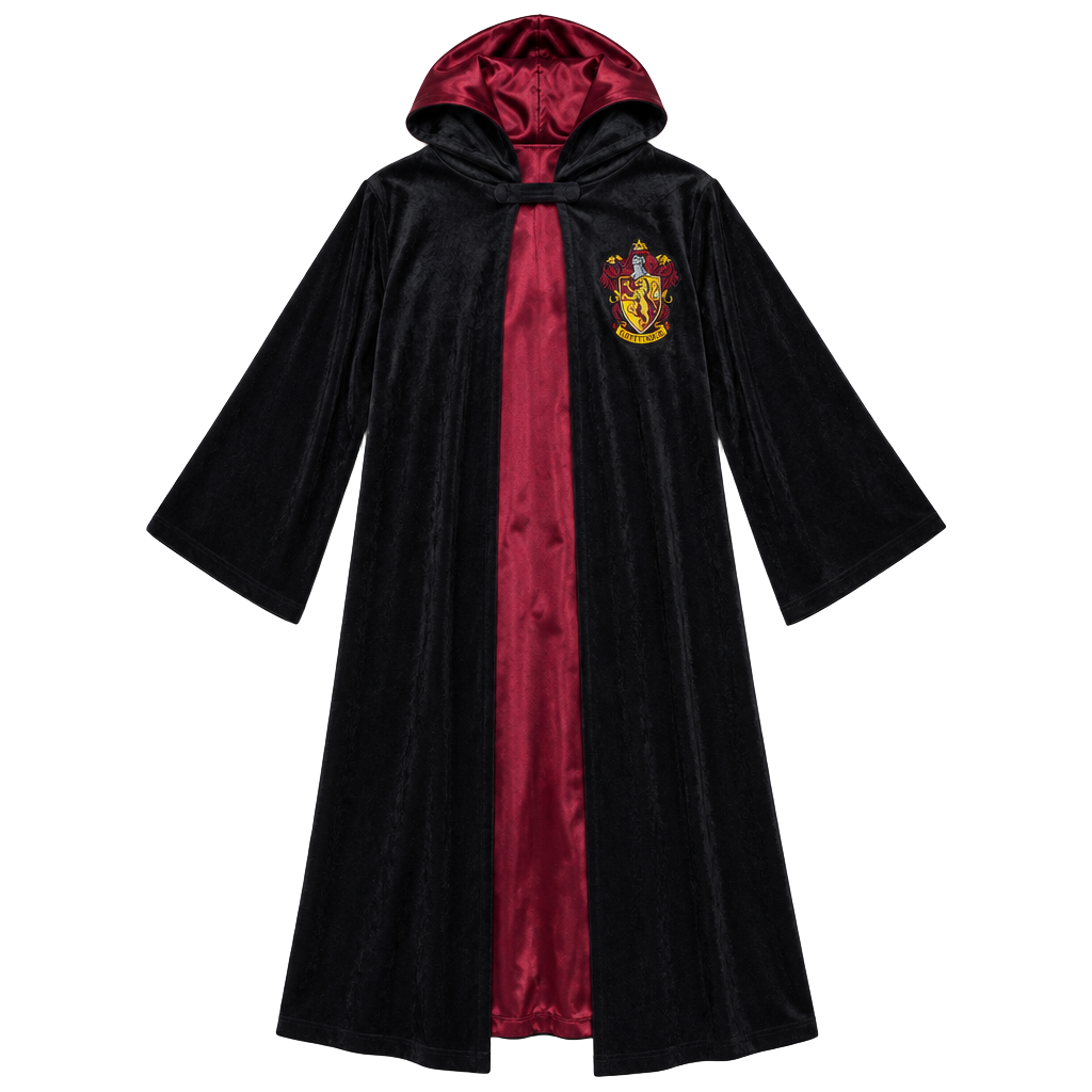 Harry Potter Gryffindor Velvet Hooded Robe Cape Wizarding World Costume 1