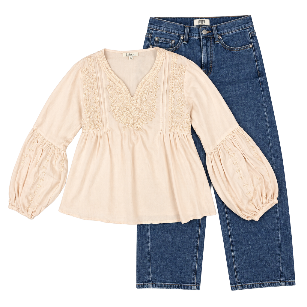 Solitaire Blush Pink Embroidered Boho Peasant Blouse Medium 1