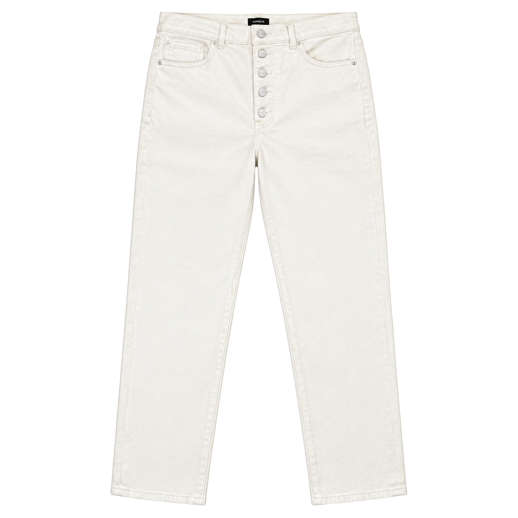Express Mom Jean Super High Rise Size 10 White Button Fly Denim 1