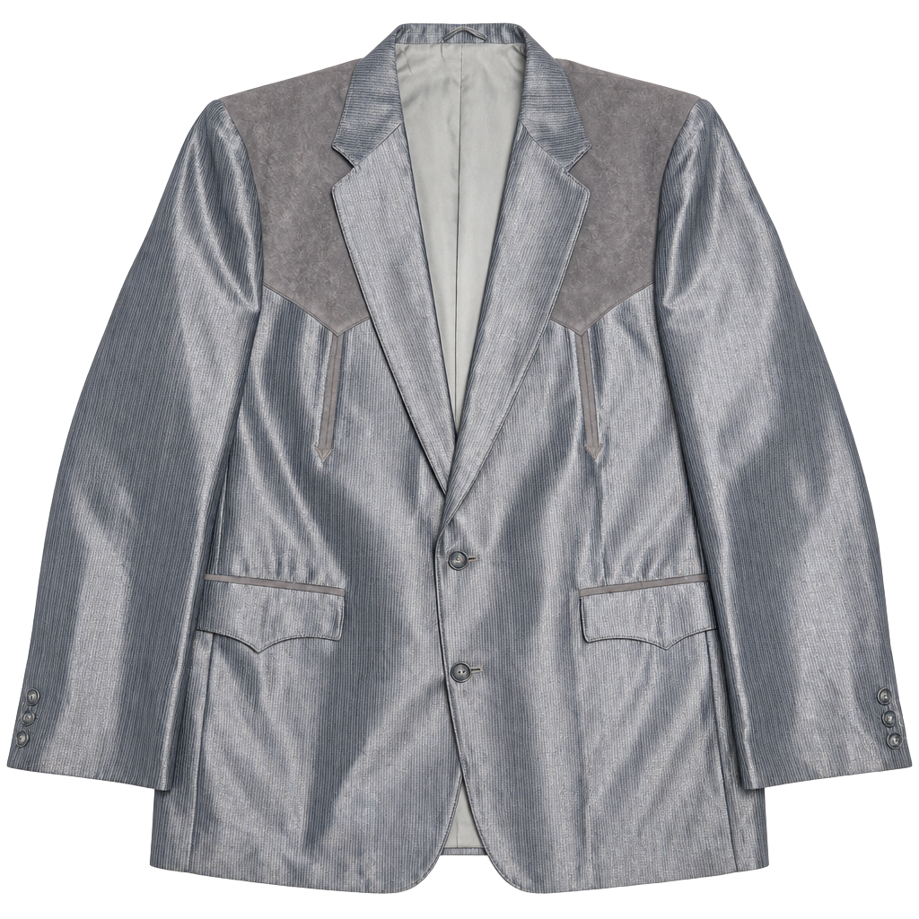 Circle S Western Blazer Sport Coat Size 44R Gray Metallic Suede Yoke 1