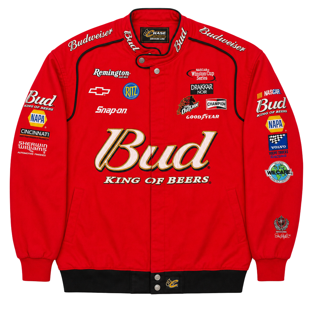 Vintage Chase Authentics Dale Earnhardt Jr. Budweiser Nascar Snap Racing Jacket 1