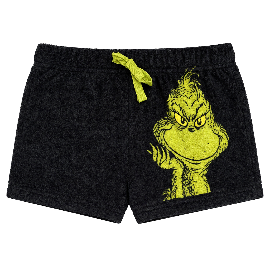 Dr. Seuss The Grinch Pajama Sleep Shorts Size XS Black Plush 1