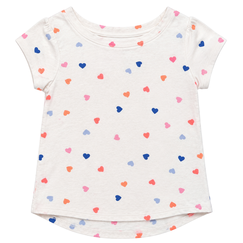 Cat & Jack Heart Print Shirt Size 2T White Multicolor Hearts 1
