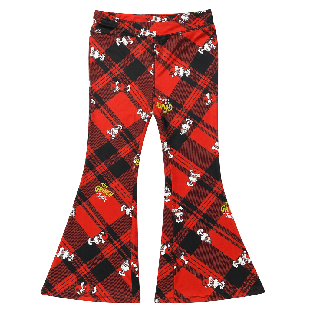 Justice The Grinch Flared Pants Red Plaid Holiday 1