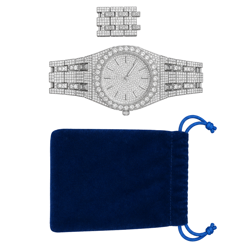 Audemars Piguet Iced Out Crystal Watch Silver Tone Stainless Steel 1