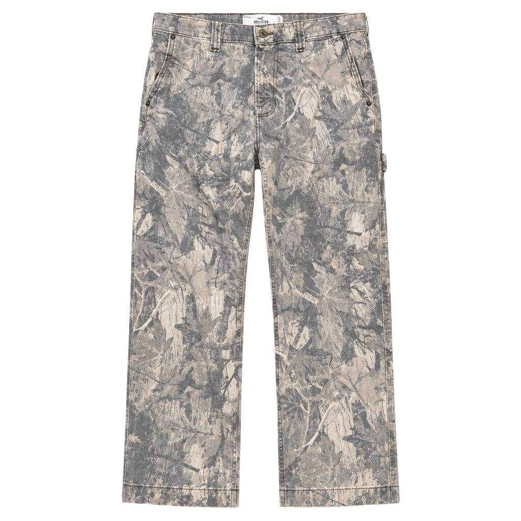 Hollister Baggy Cargo Pants W30 L28 Grey Camo Leaf Pattern Utility 1