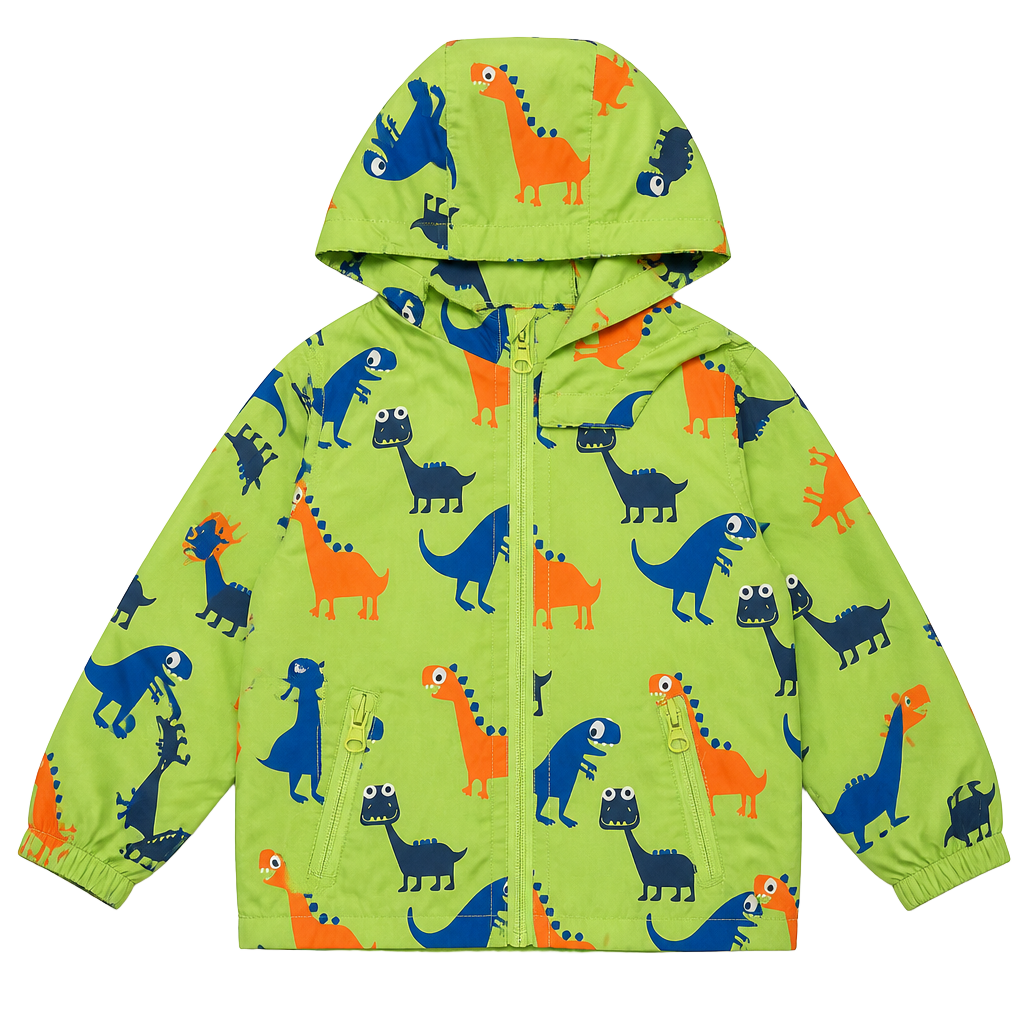 IjnUhb Kids Waterproof Hooded Dinosaur Rain Jacket 1