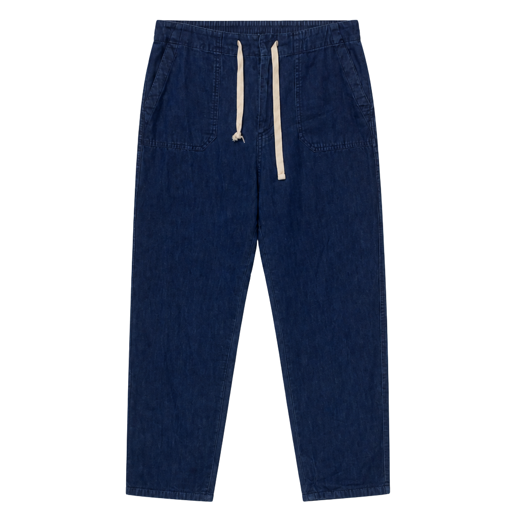 J.Crew Womens Size M Tie-Waist Denim Camp Pant Pine Wash Blue Straight Leg Jeans 1