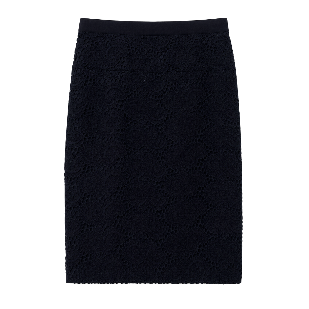 Worth New York Black Lace Overlay Pencil Skirt Size 6 1