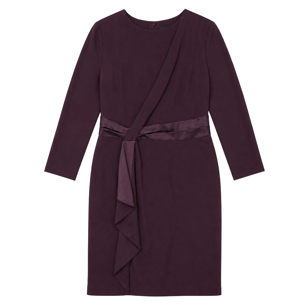 Lauren Ralph Lauren Purple Faux Wrap Sheath Dress with Satin Waist Size 8 1