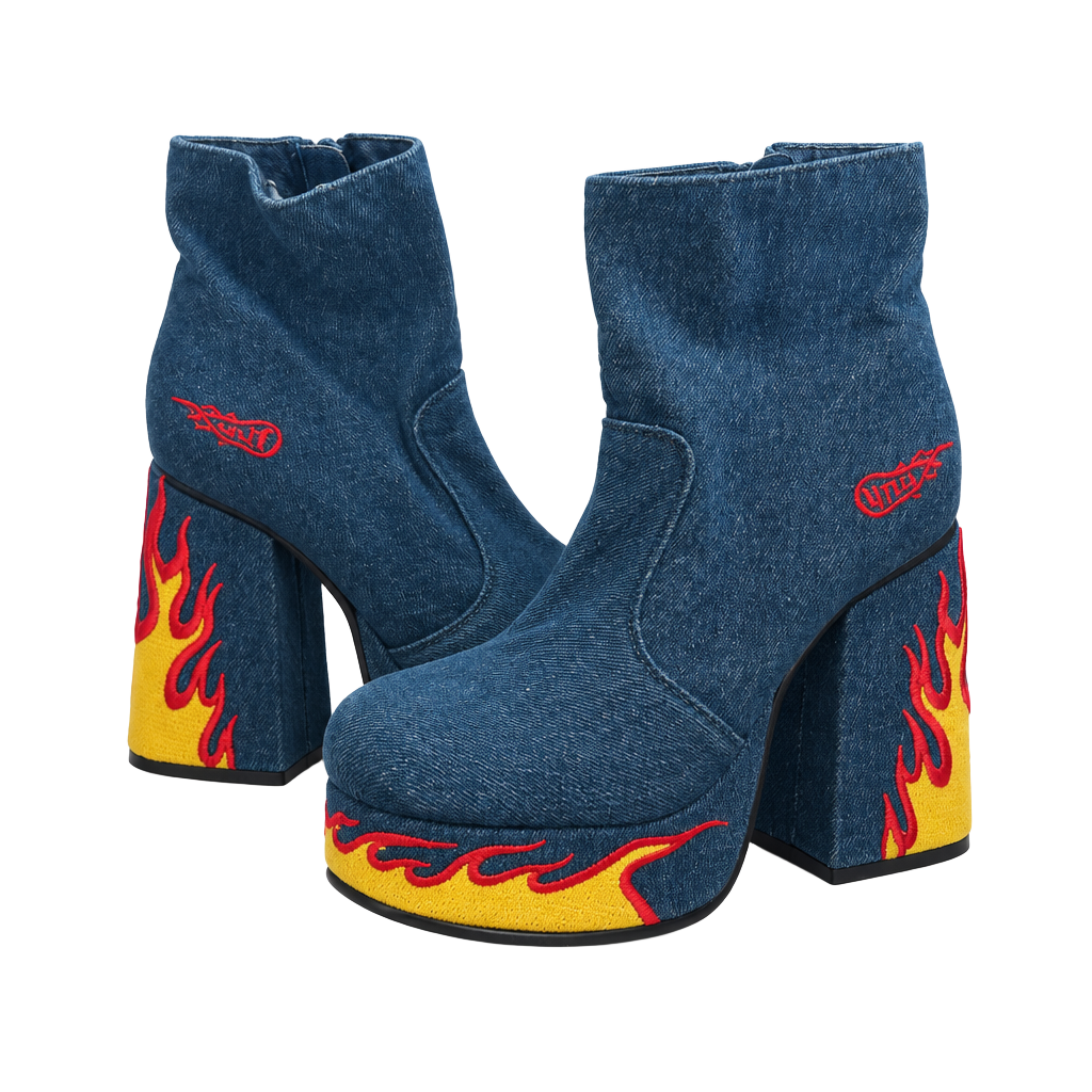 Unif Flame Platform Ankle Boots Size 6 Denim Blue 1