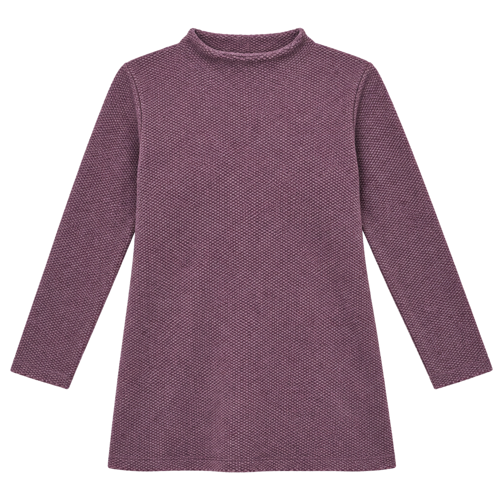 Lands' End Waffle Knit Mock Neck Top Size M/P 10-12 Purple Textured Pullover 1