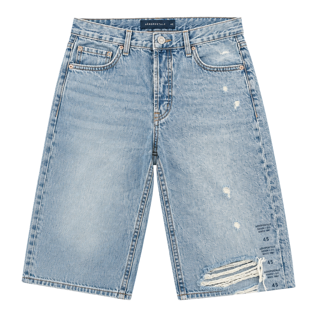 Aeropostale High Rise Baggy Jeans Size 4S Light Wash Distressed 1