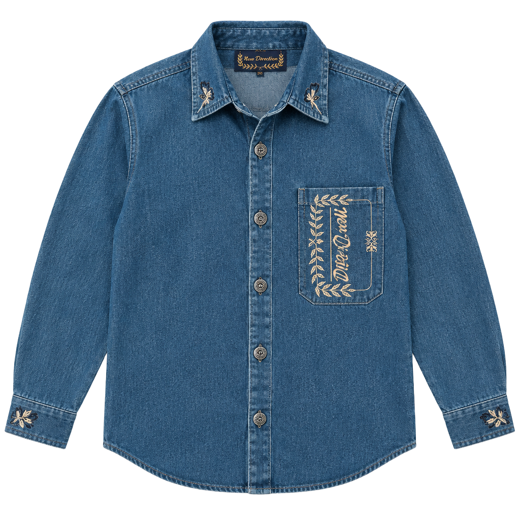 New Direction Embroidered Denim Jacket Size M 1