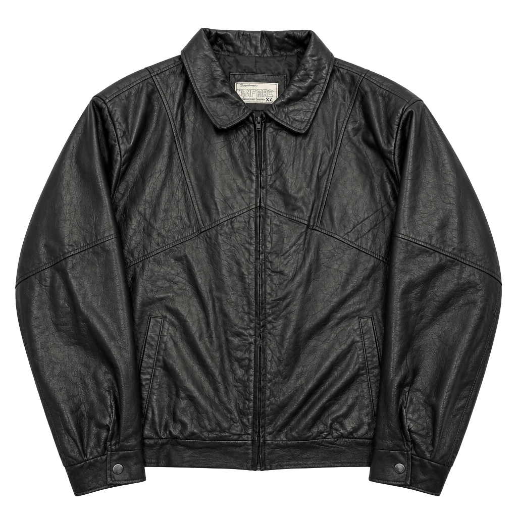 Creaciones Emfare Genuine Leather Jacket Size XL Black Bomber 1