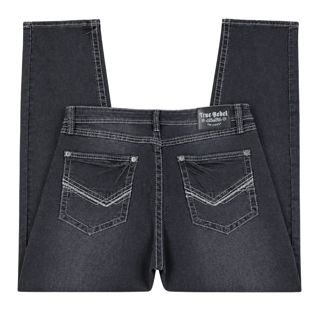 True Rebel Jeans 805 Straight Fit Mens Black Wash Denim 1