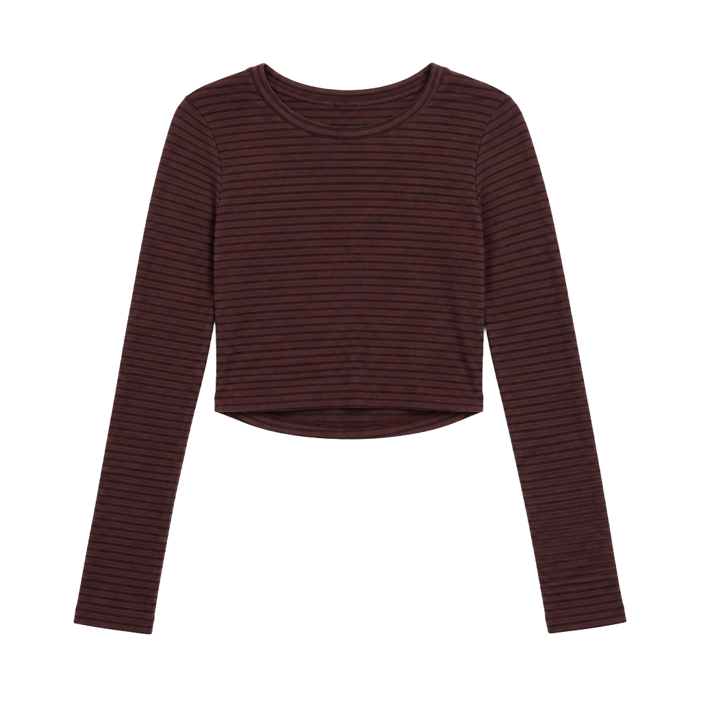 Offline by Aerie Long Sleeve Crop Top Size M Brown Ribbed Thumbholes 1