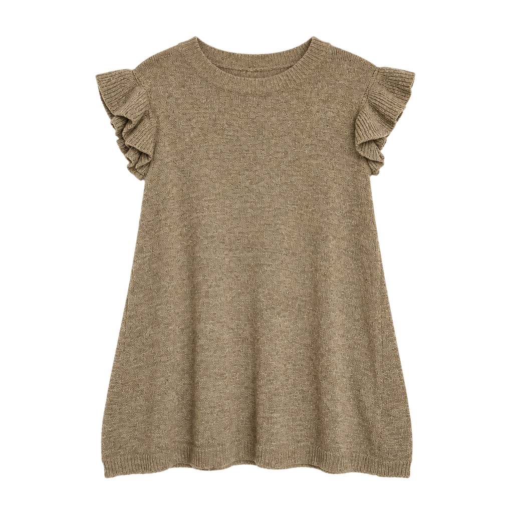 Jodifl Sweater Top Size M Tan Short Ruffle Sleeve B8615 1