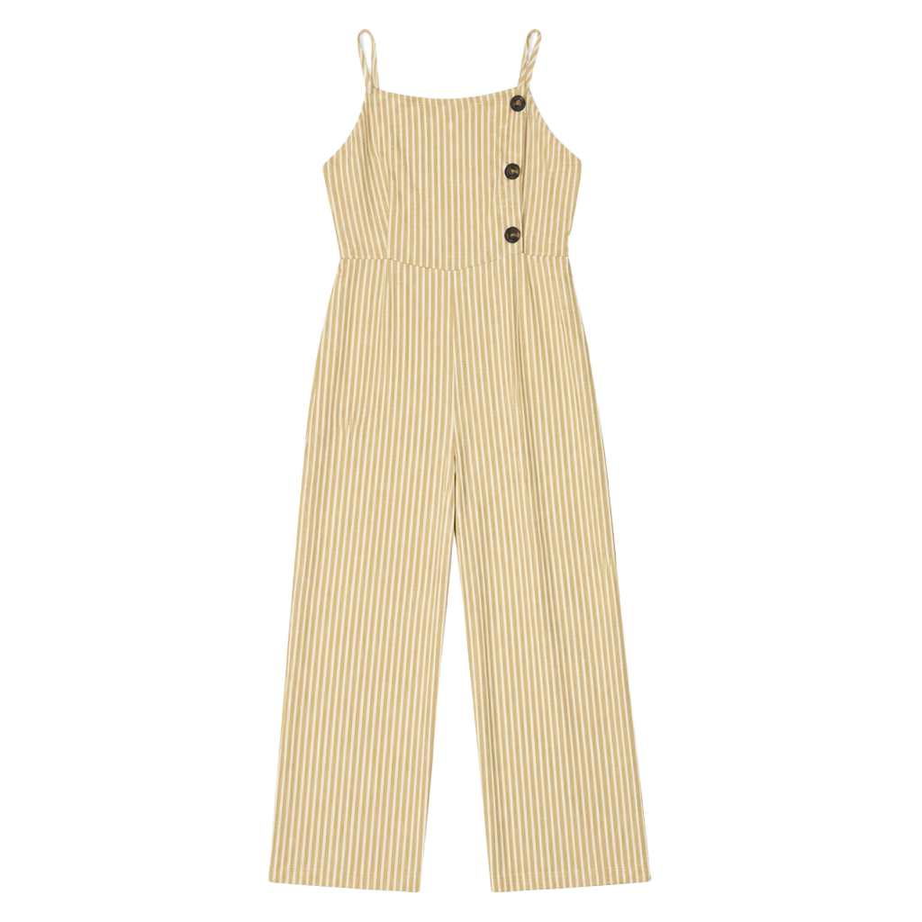 Altar'd State Yellow and Cream Striped Jumpsuit 1