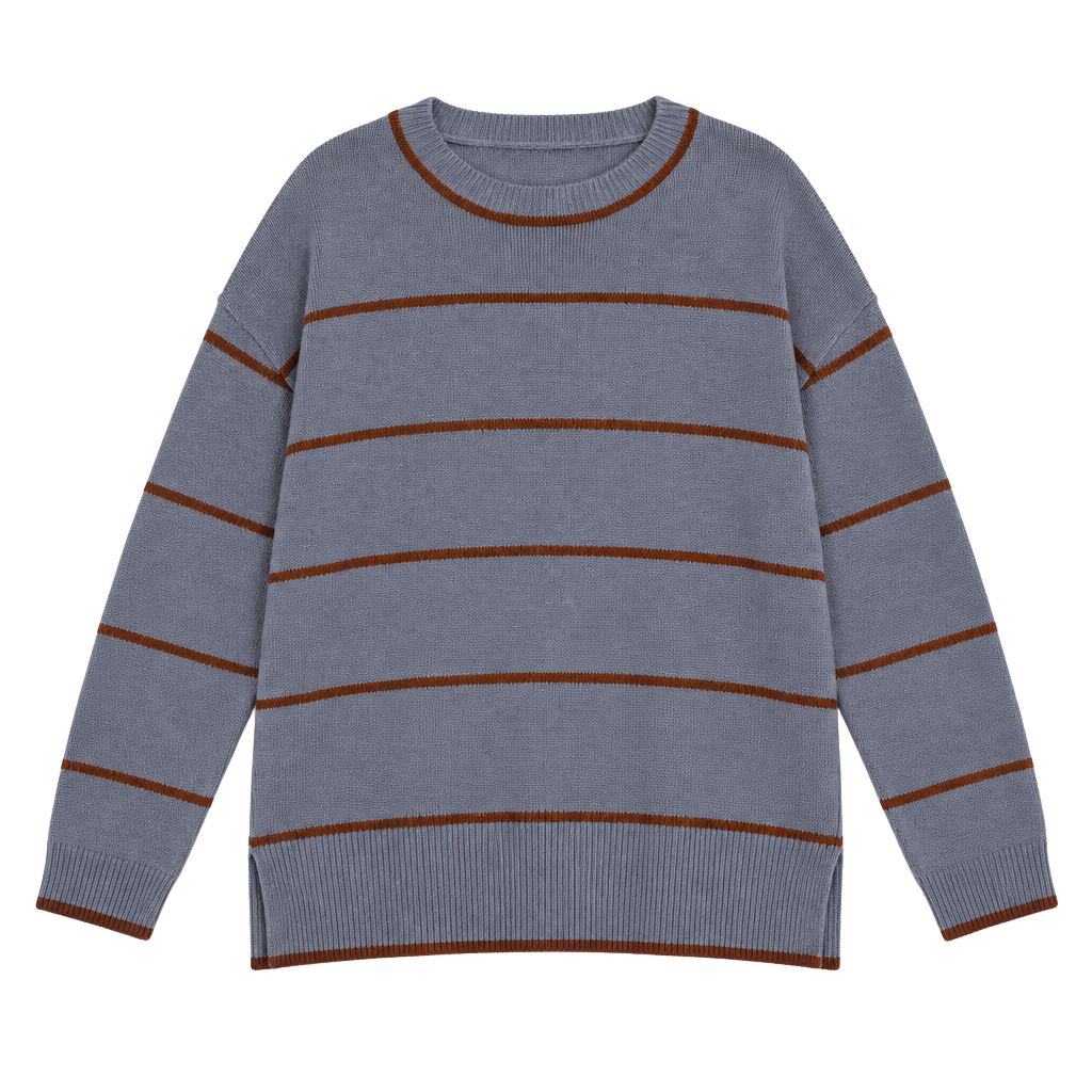 Wishlist Striped Sweater Size M Blue Brown Oversized Knit 1