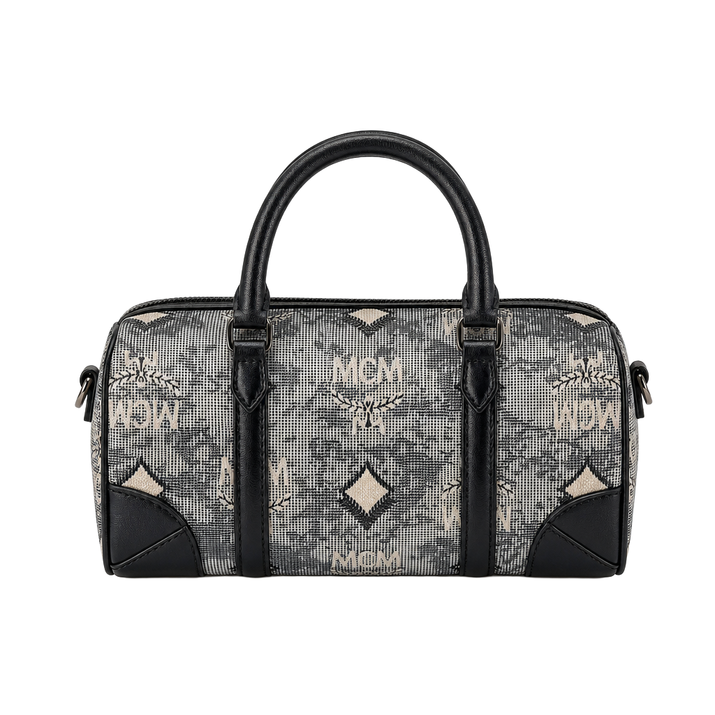 MCM Vintage Jacquard Monogram Mini Boston Bag 1