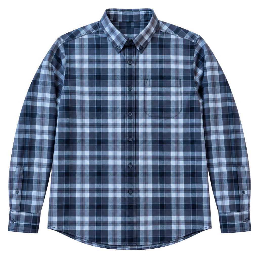 Eddie Bauer Classic Fit Men's Size Large Black, Gray & White Flannel Shirt 1