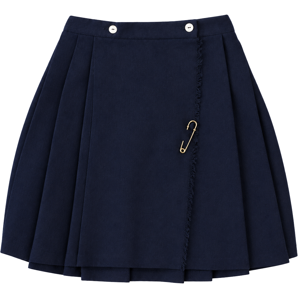 Vintage Imp Girl Navy Blue Wool skirt tartan with Safety Pin School Skirt Sz 10 1