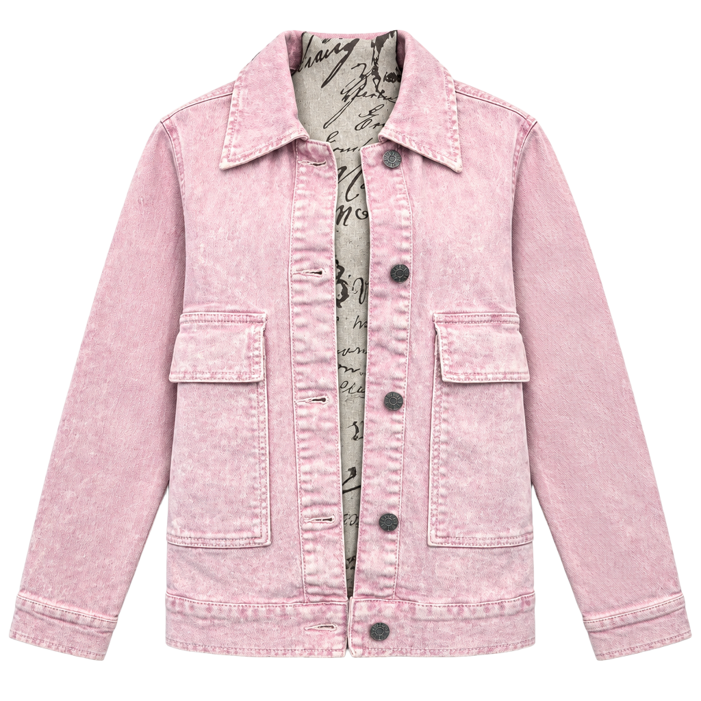 Celebrity Pink Oversized Light Pink Boyfriend Fit Demin Shacket/Jacket Sz L 1