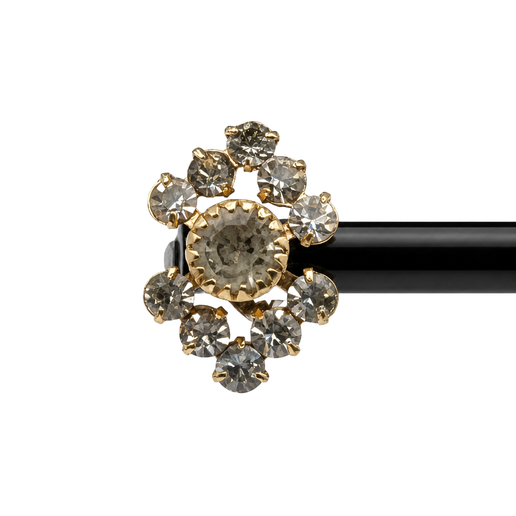 Vintage Gold Tone Rhinestone Cluster Stud Earrings 1