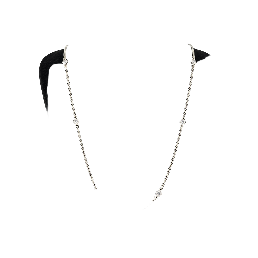 Silver Tone Station Necklace with Clear Rhinestone Accents 1
