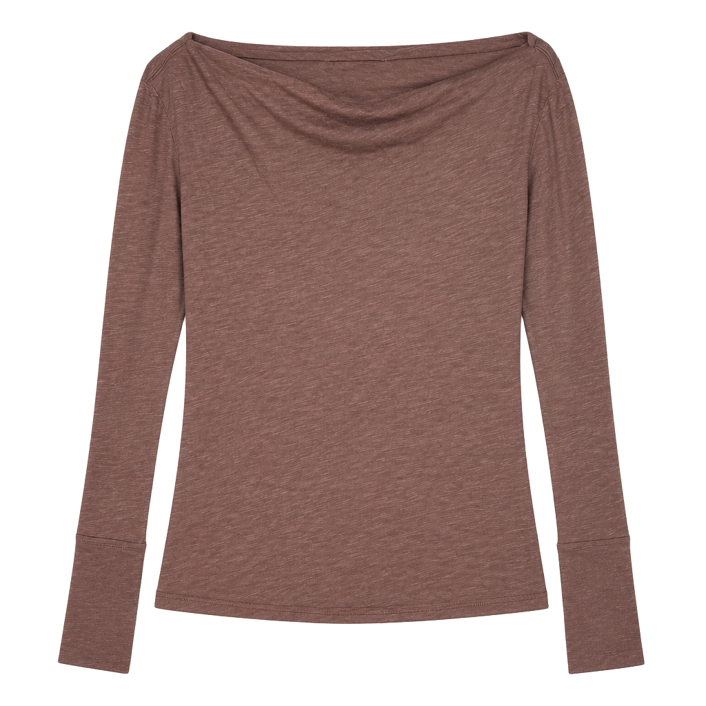 We The Free Long Sleeve Top Size Medium Brown Slouchy Cowl Neck 1