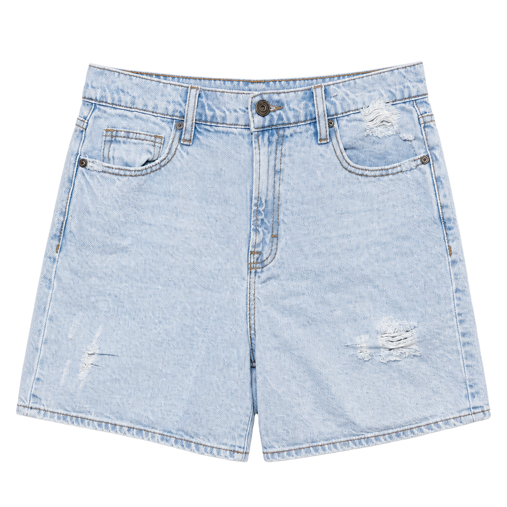 HIDDEN Los Angeles Women's Light Wash Distressed Denim Shorts 1