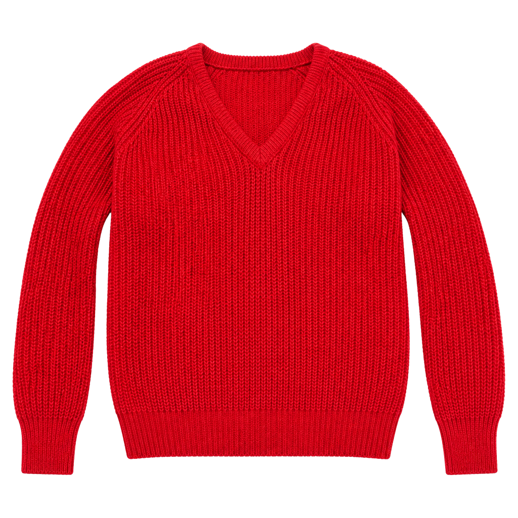 Goudchaux Maison Blanche Red V-Neck Ramie Cotton Blend Sweater 1
