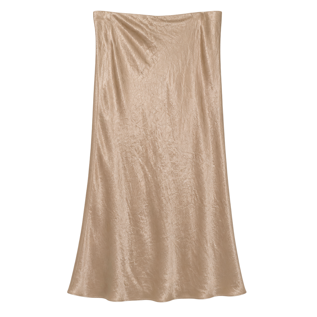Esqualo Crushed Satin Skirt in Light Sand, Versatile, Easy to Style, Wedding 1