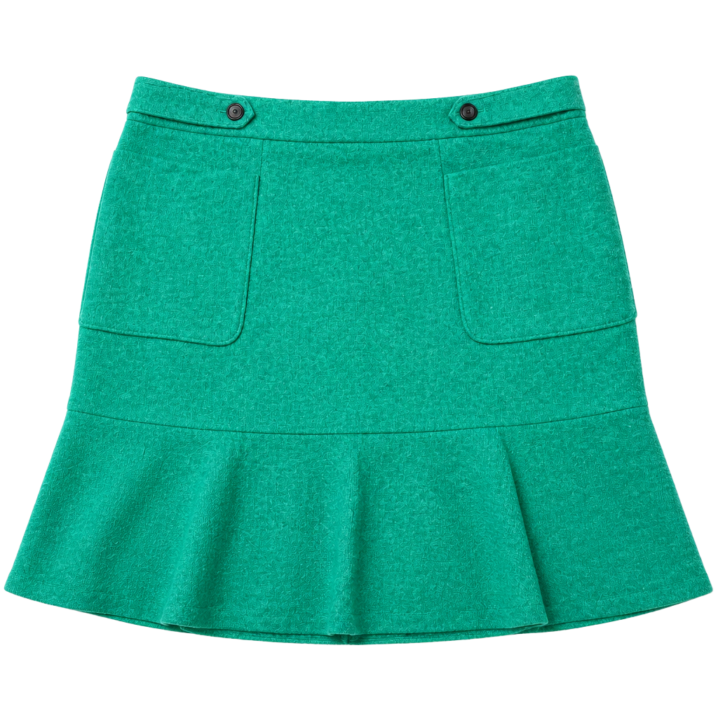 Maeve Anthropologie Green Wool Blend Flare Hem Skirt Size 10 1