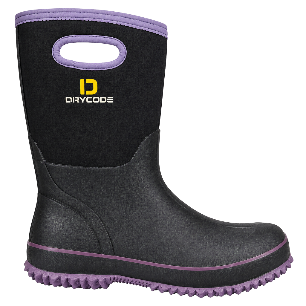 Drycode Rubber Boots Size 8 Black Purple Rain Gardening 1