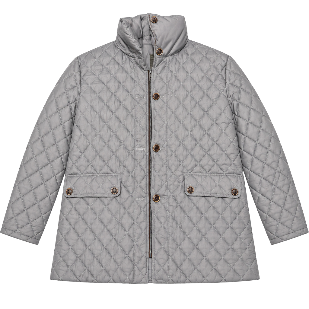 Eddie Bauer Premium Goose Down Jacket Petite M Grey Quilted 1