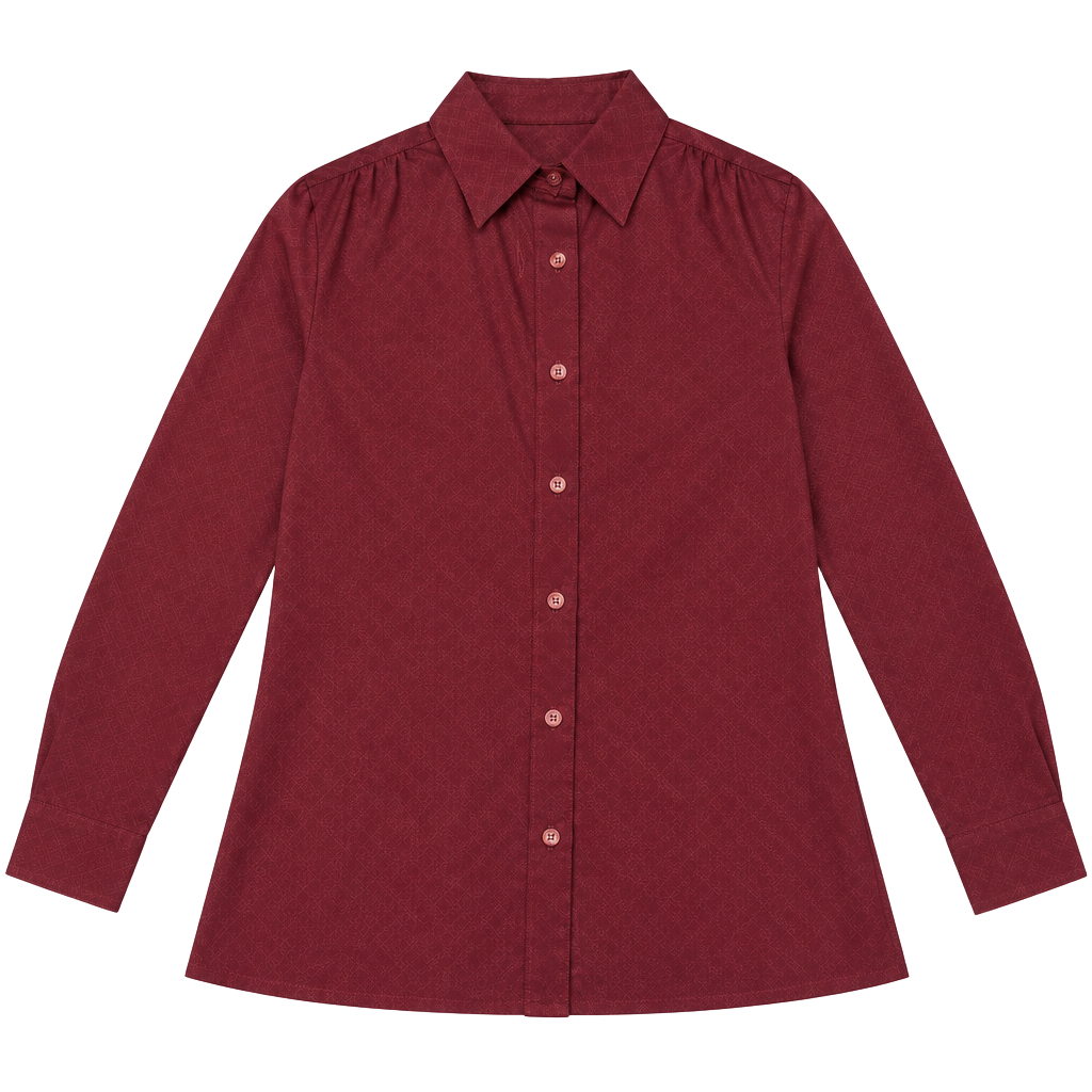 Bobbie Brooks Long Sleeve Button-Up Shirt Burgundy 1