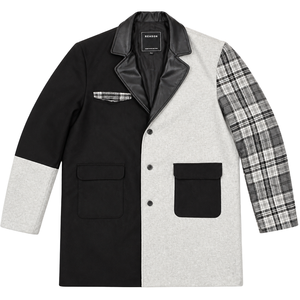 NWT Reason Lumberjack Top Coat Color Block Plaid Overcoat Size XL 1