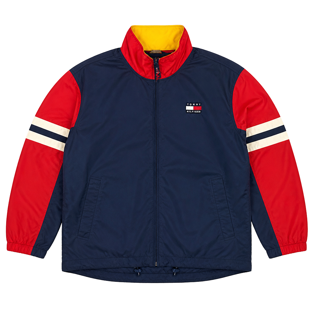 Youth XL Vintage 90s Tommy Hilfiger Red, White, and Blue Windbreaker Jacket 1