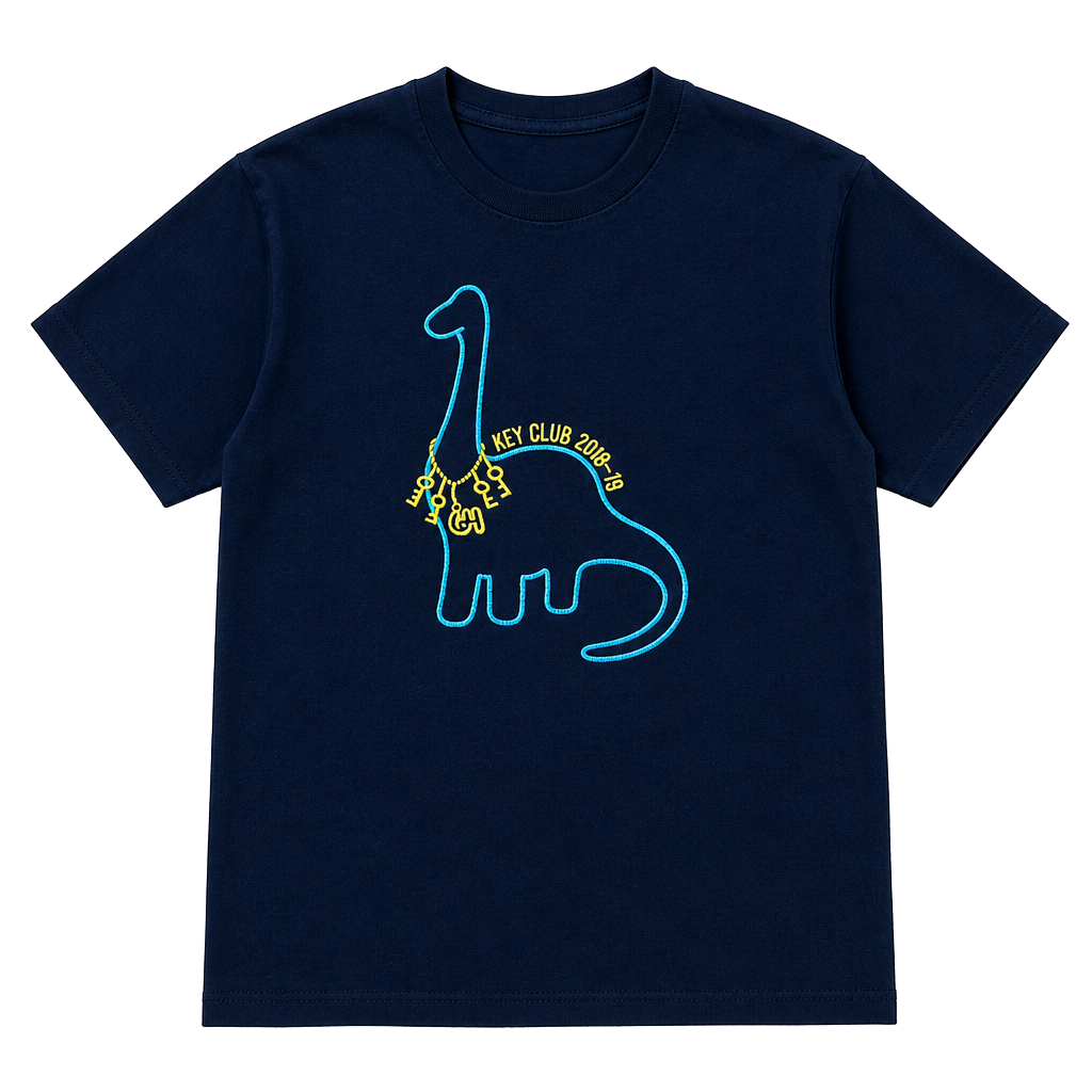 Vintage Gildan Key Club 2018-19 Dinosaur Graphic T-Shirt 1