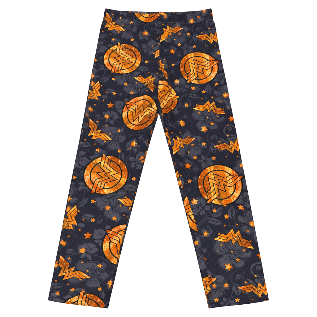 Wonder Woman Leggings Size L DC Comics Floral Logo Print 1