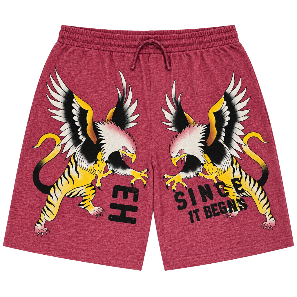 Ed Hardy Graphic Lounge Shorts Red 1