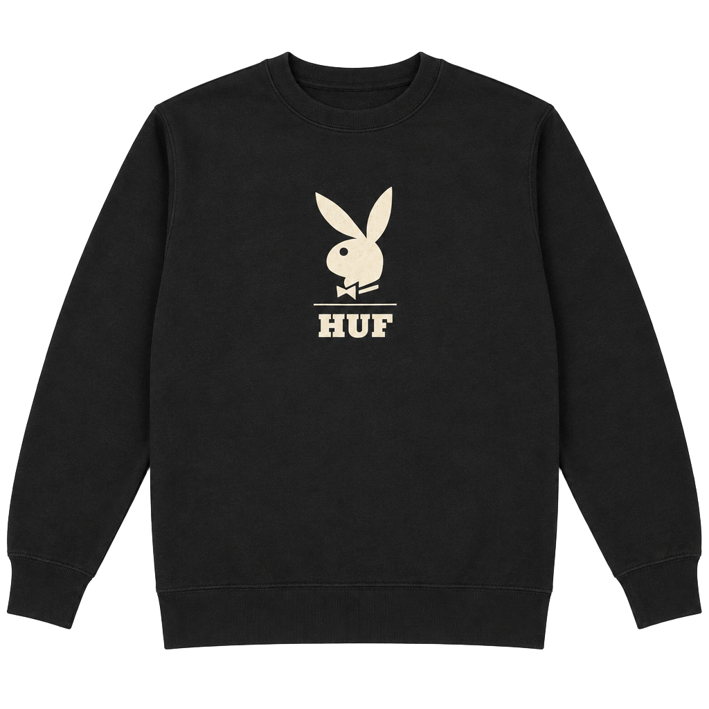HUF x Playboy Sweatshirt Size S Black Graphic Pullover 1