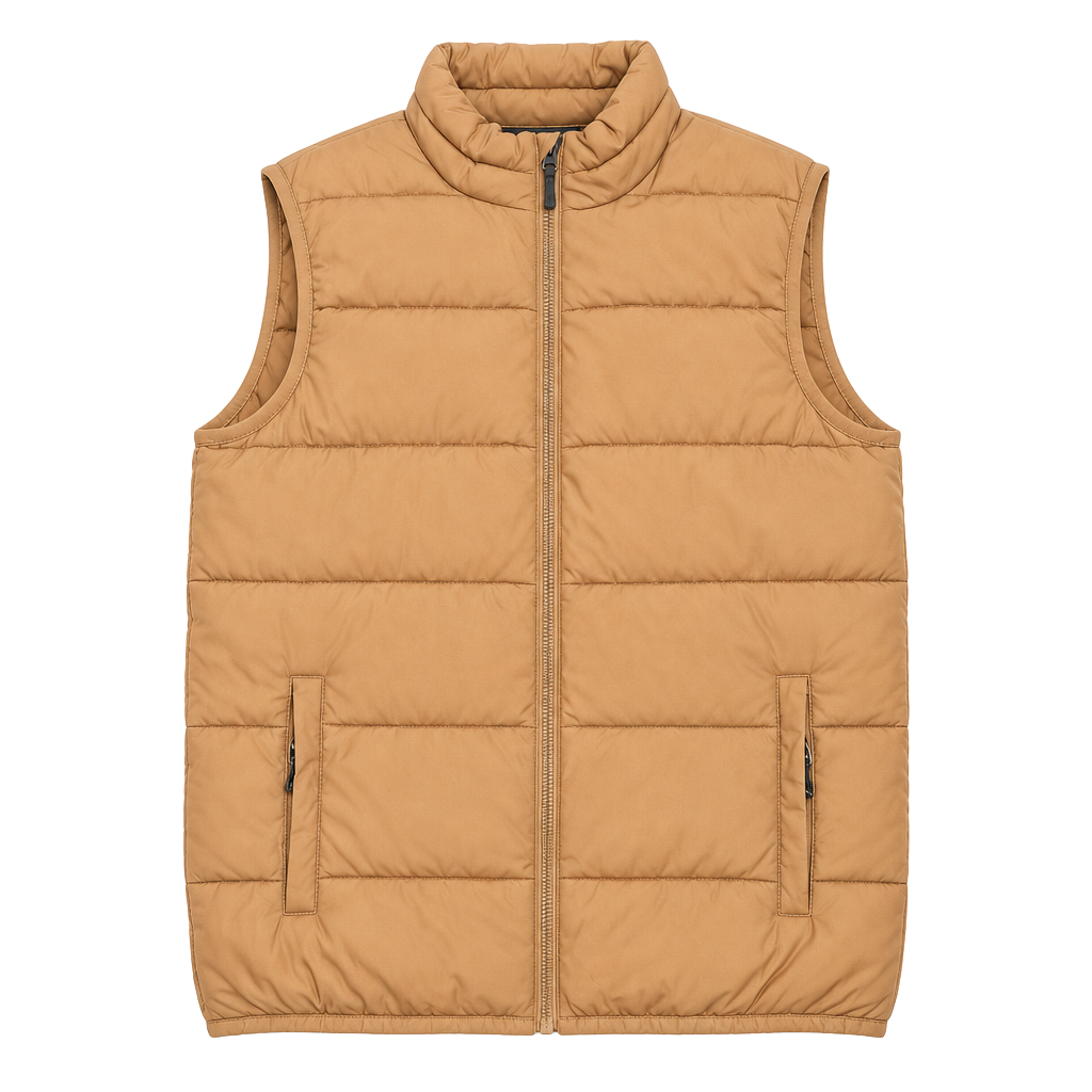 Swiss Tech Puffer Vest Size M Tan Quilted Full Zip 1