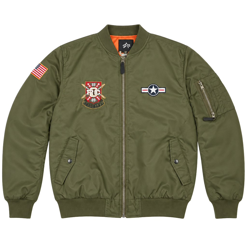 Rocawear Bomber Jacket Size M Green Patches Flight Military Style 1