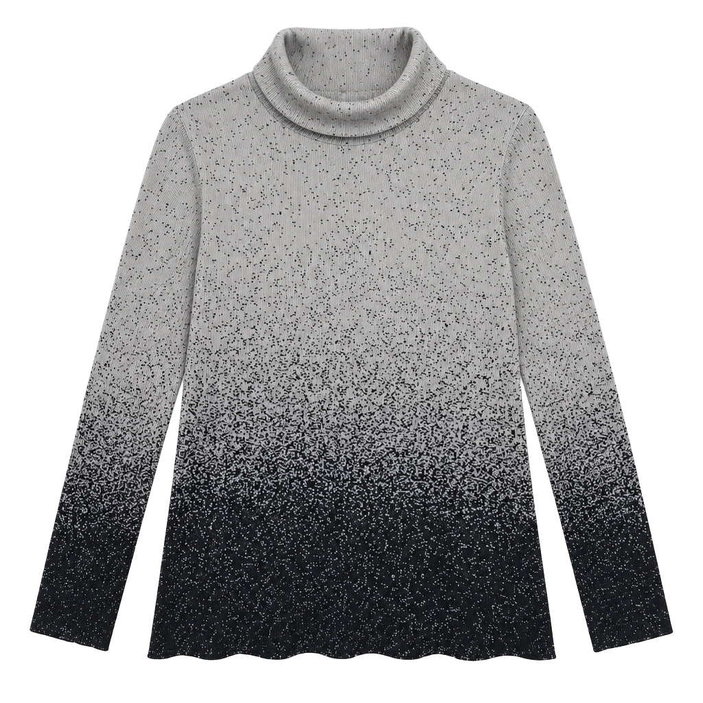 Athleta Flurry Blizzard Turtleneck Size M Grey Black Ombre Ribbed Top 1