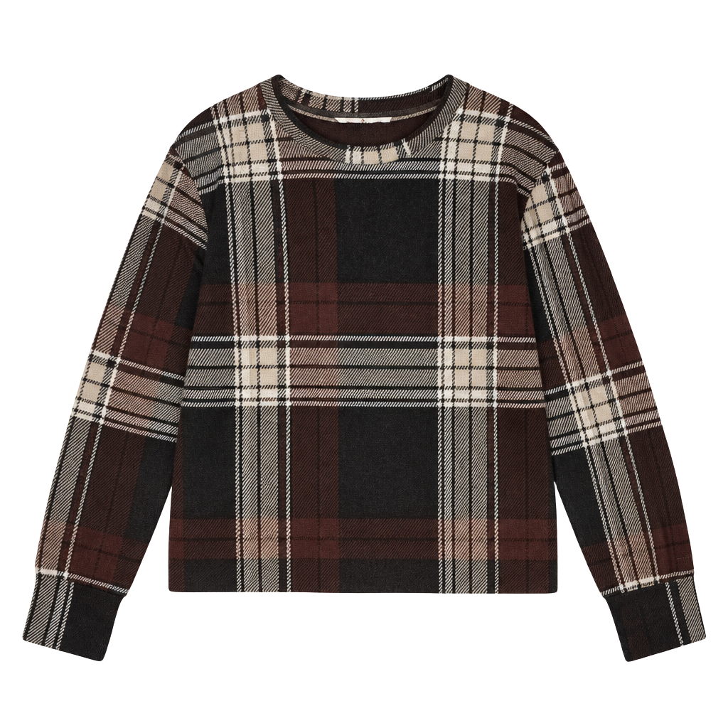 Alpine Design Plaid Sweater Size M Brown Black Long Sleeve Crewneck 1